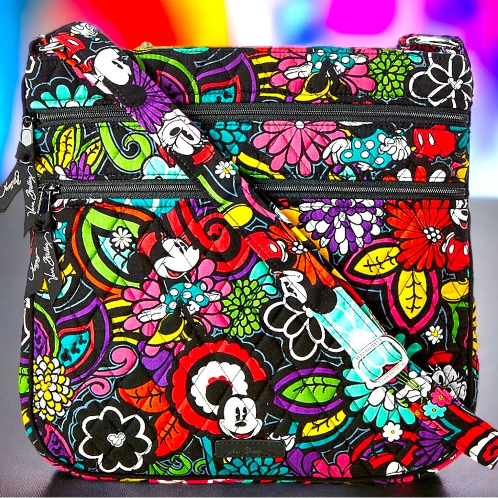 Vera Bradley Disney Magical Blooms Mickey Triple Zip Hipster Crossbody Bag